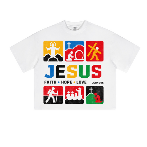 JESUS FAITH HOPE LOVE BOXY TEE
