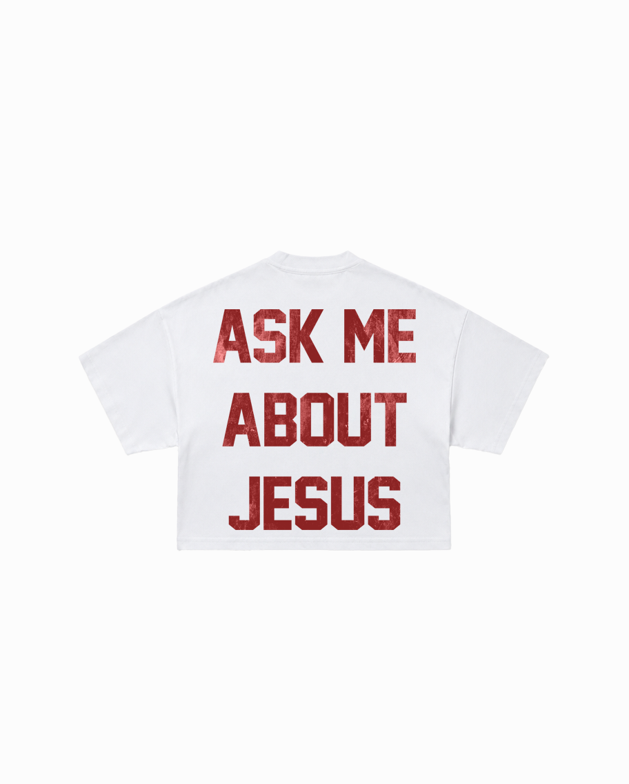 Ask Me About Jesus Heavyweight Boxy Tee