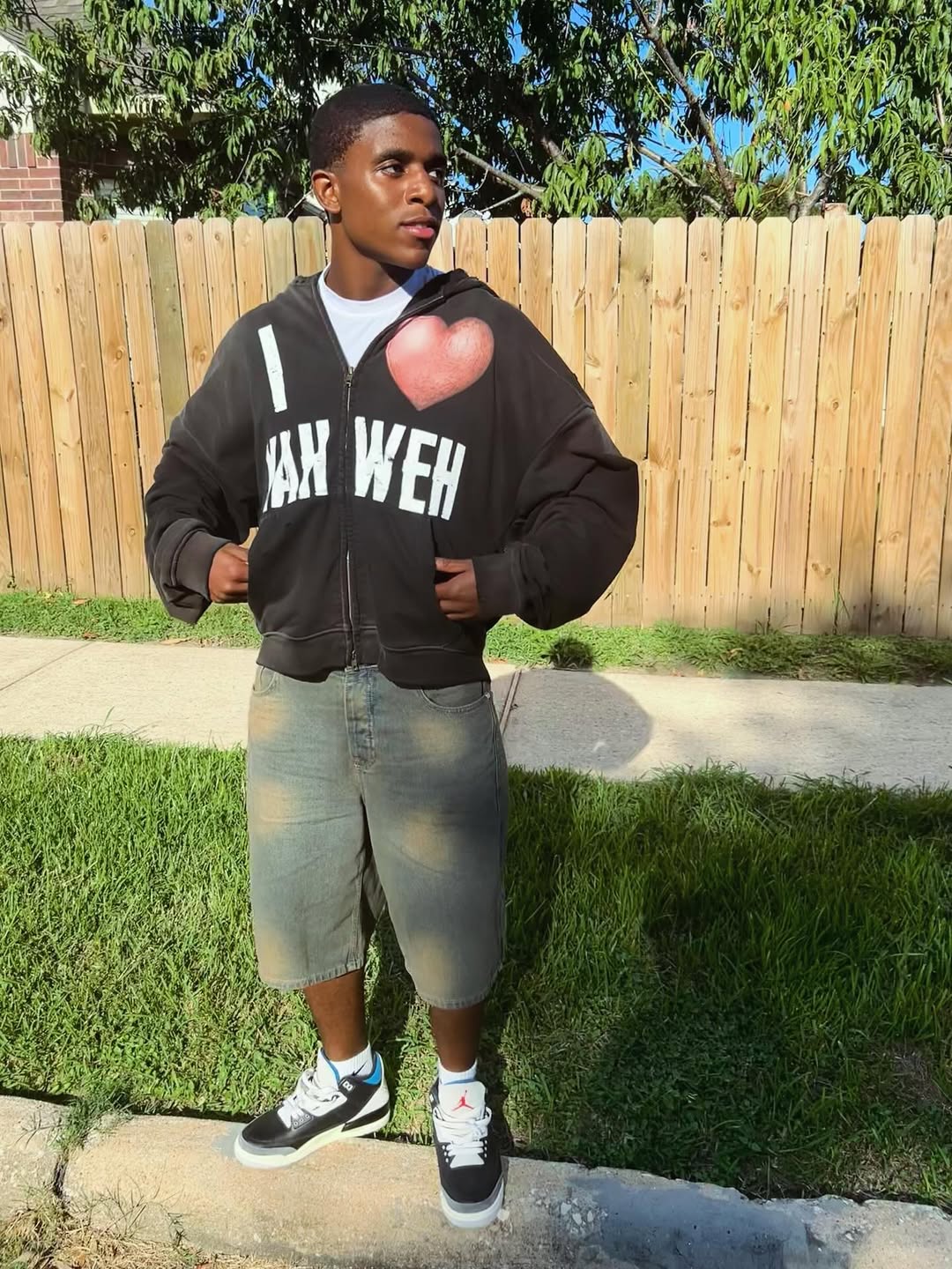 I Love Yahweh Washed Distressed Zip-Up Hoodie