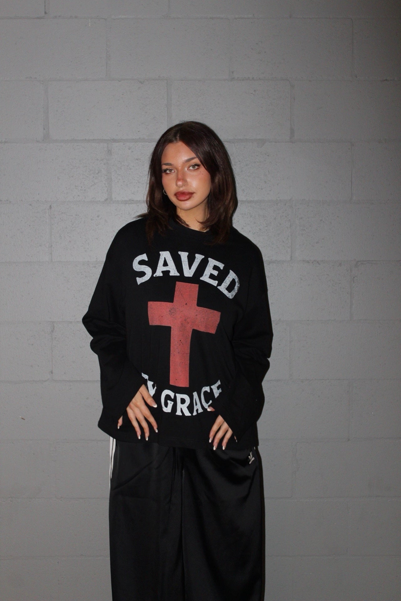 Saved By Grace Oversized Long Sleeve