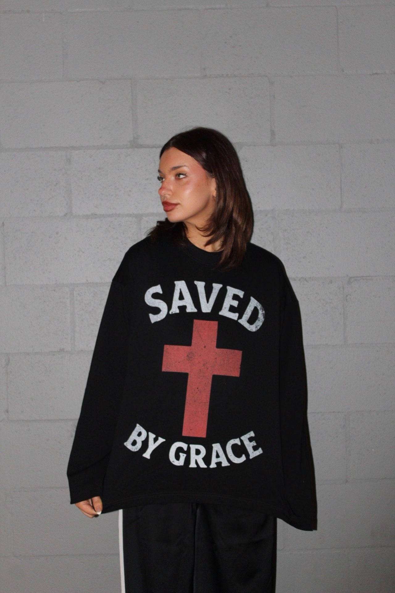 Saved By Grace Oversized Long Sleeve