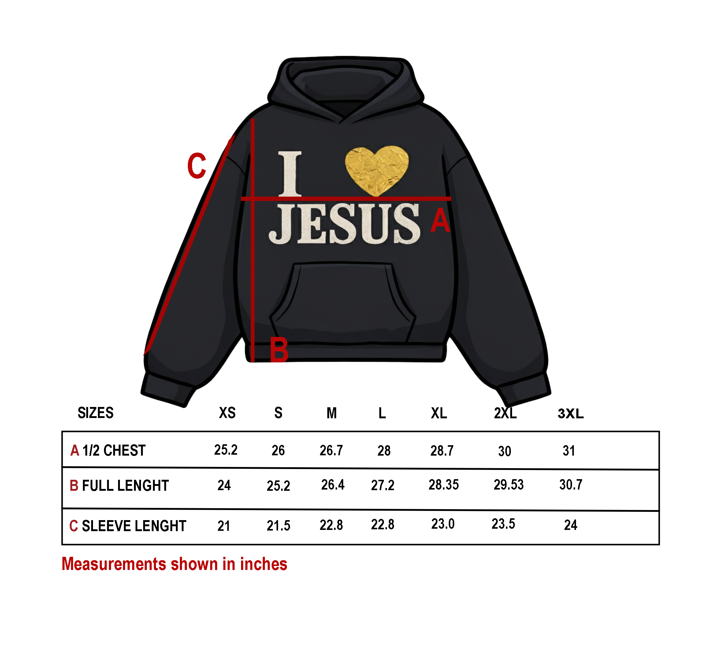I Love Jesus Oversized Boxy Heavy Hoodie - Gold Edition