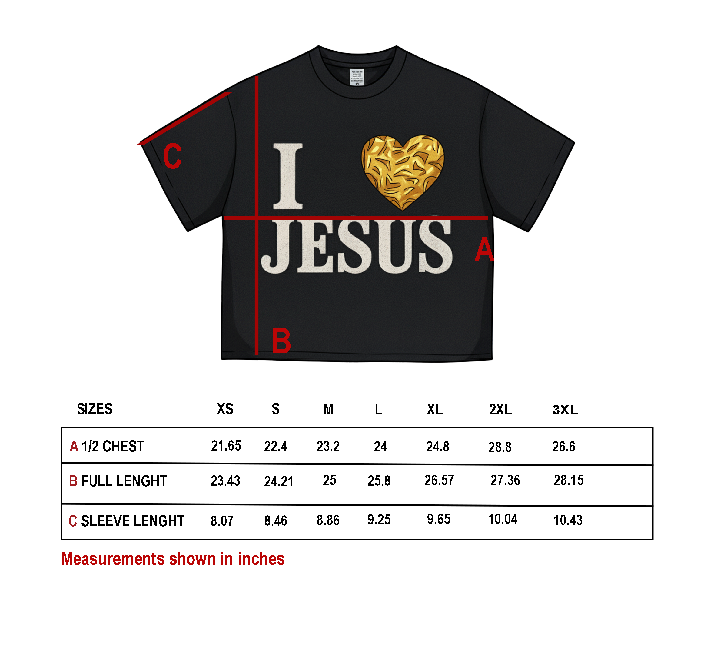 I Love Jesus Cropped Heavy Tee - Gold Edition