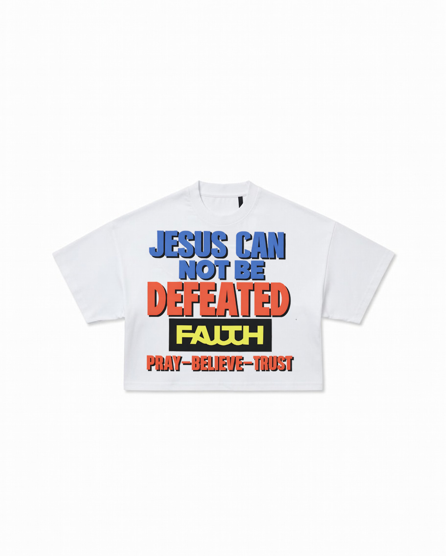 JESUS CAN NOT BE DEFEATED BOXY TEE