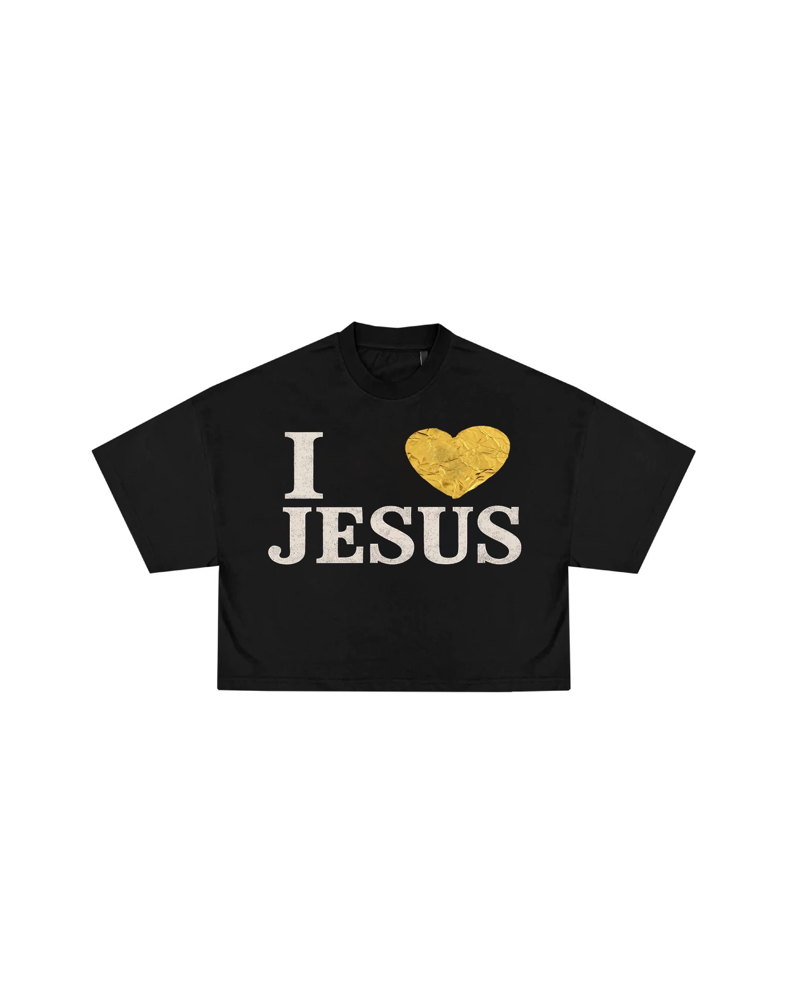 I Love Jesus Cropped Heavy Tee - Gold Edition