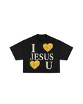 I Love Jesus Loves You Cropped T-Shirt - Gold Edition