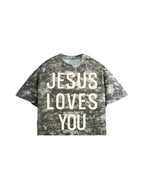 Jesus Loves You Cropped Real Tree Camo Tee