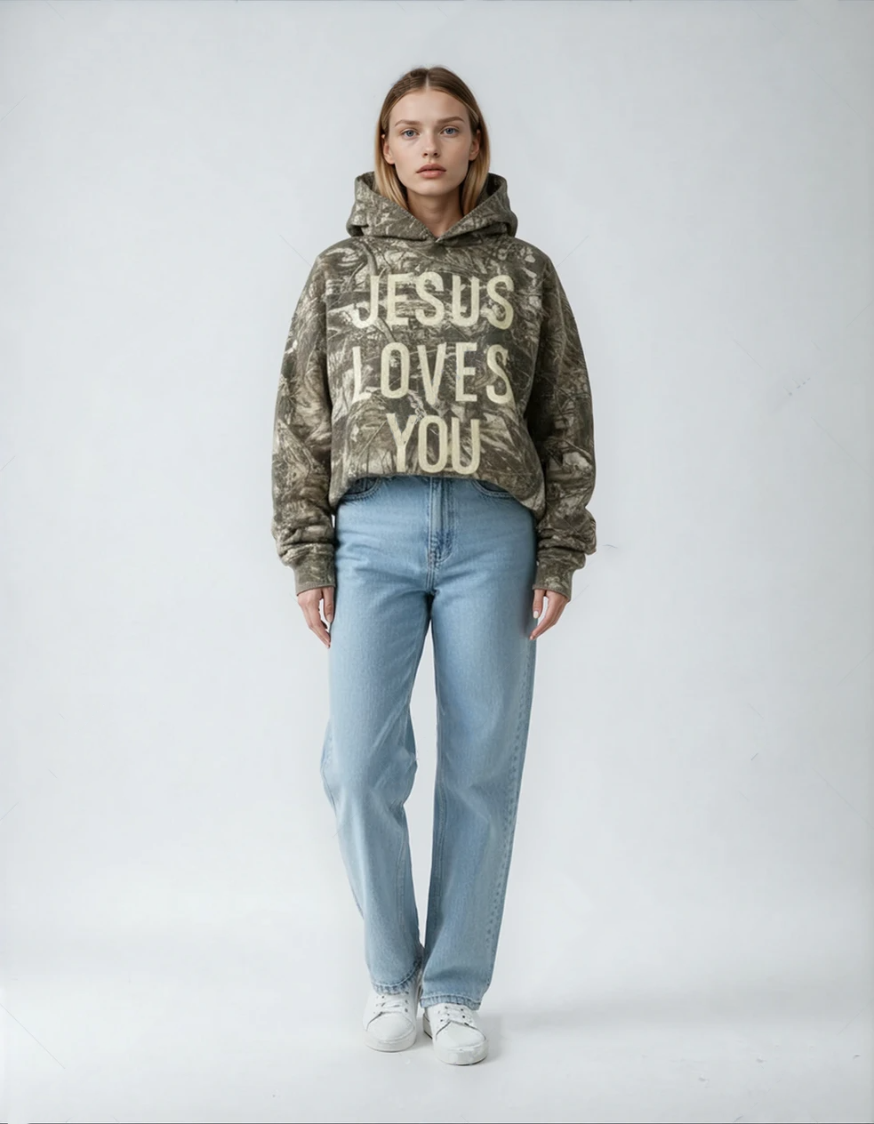 Jesus Loves You French Terry Camo Hoodie