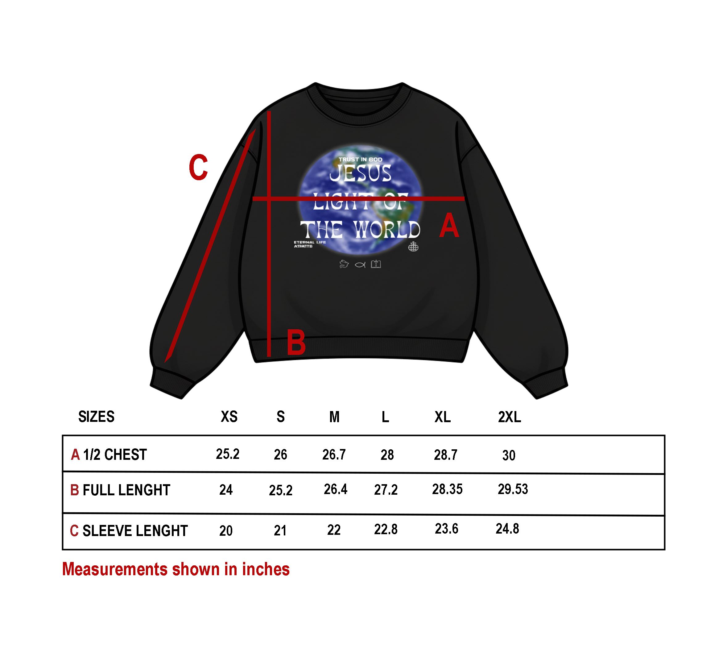 Jesus Light Of The World Oversized Crewneck sweatshirt