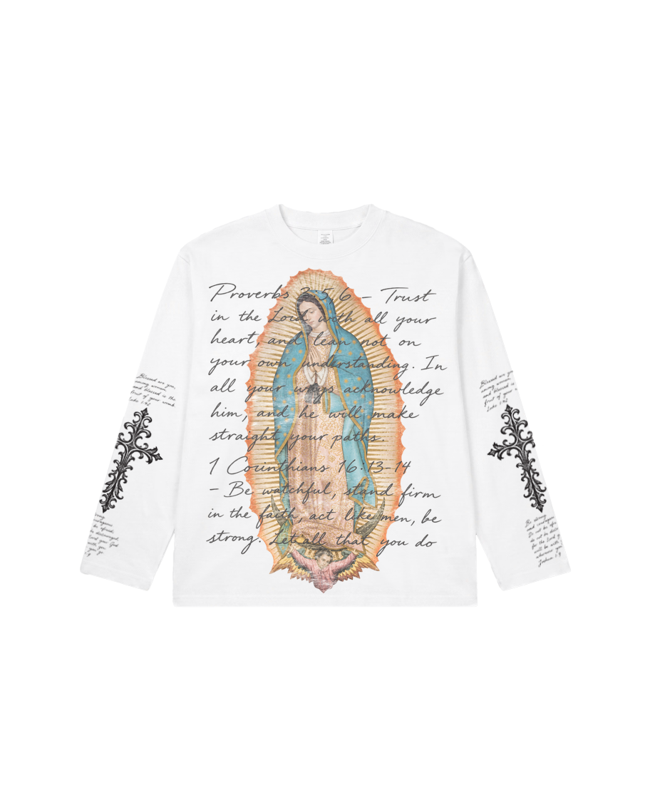 Our Lady of Guadalupe Bible Verse Boxy Long Sleeve