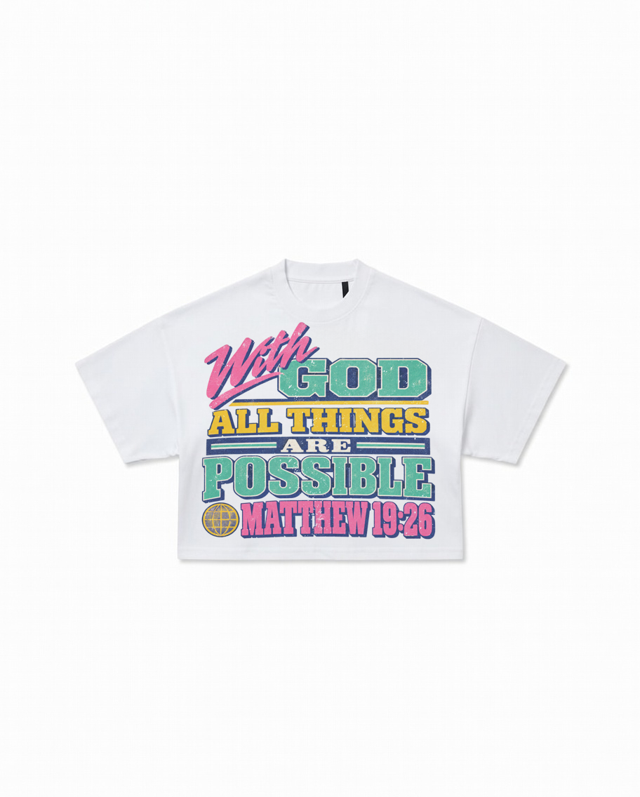 With God All Things Are Possible Heavyweight Boxy Tee