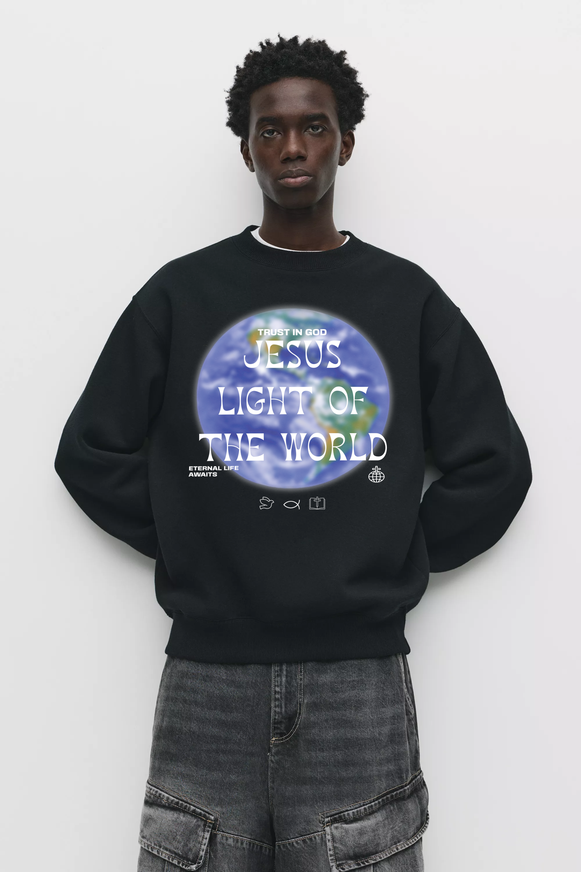 Jesus Light Of The World Oversized Crewneck sweatshirt
