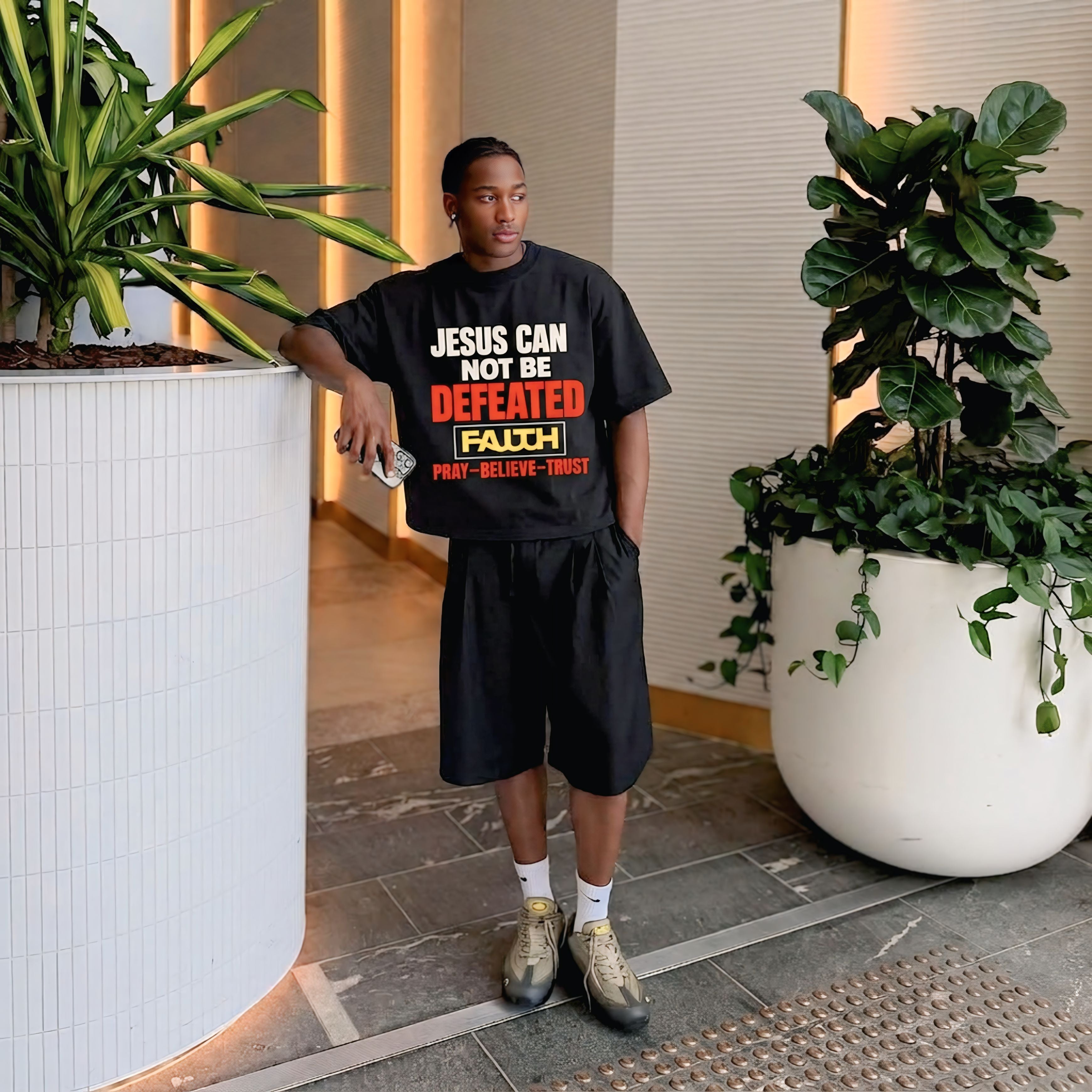 JESUS CAN NOT BE DEFEATED BOXY TEE
