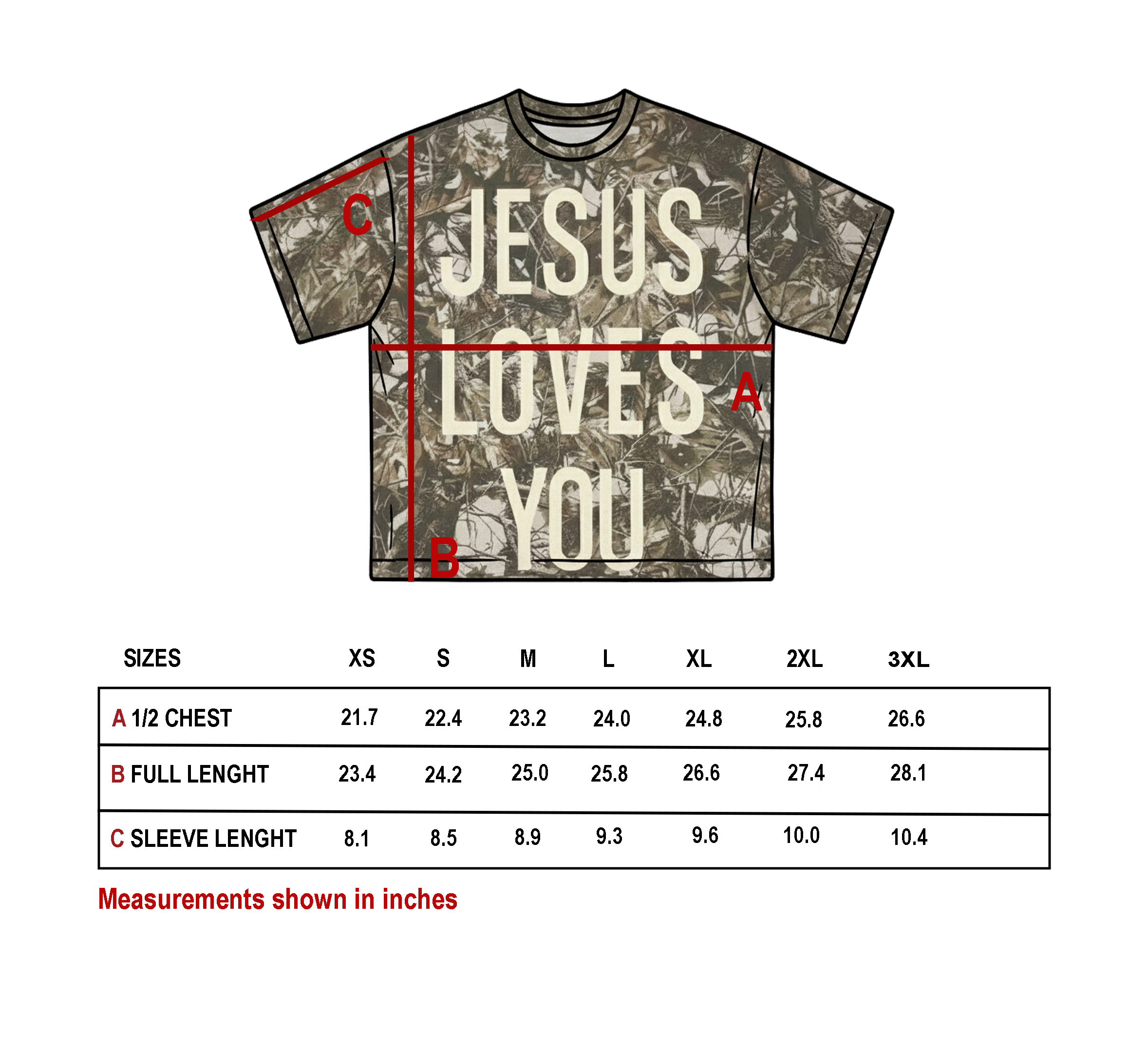 Jesus Loves You Cropped Real Tree Camo Tee