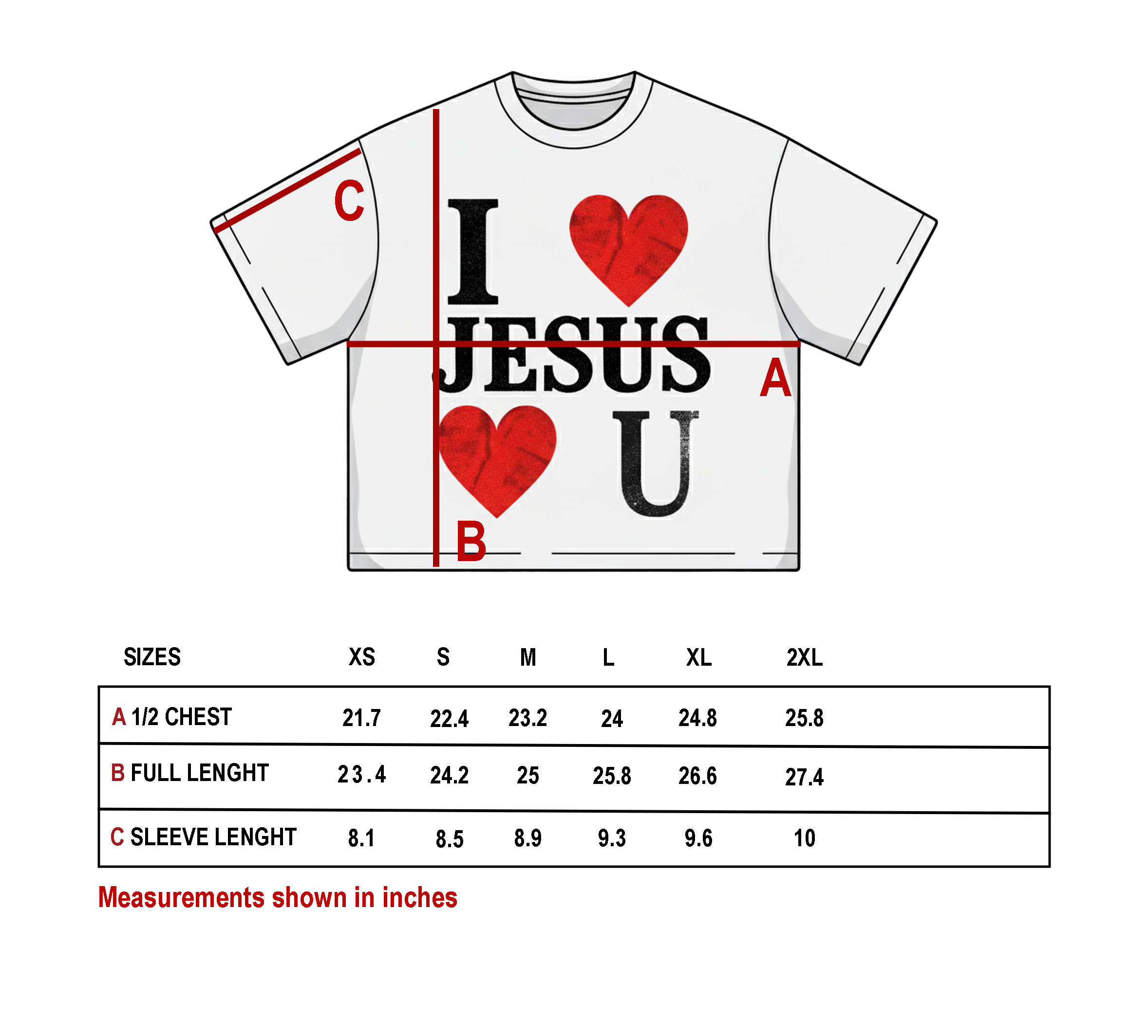 I LOVE JESUS <3 U CROPPED TEE