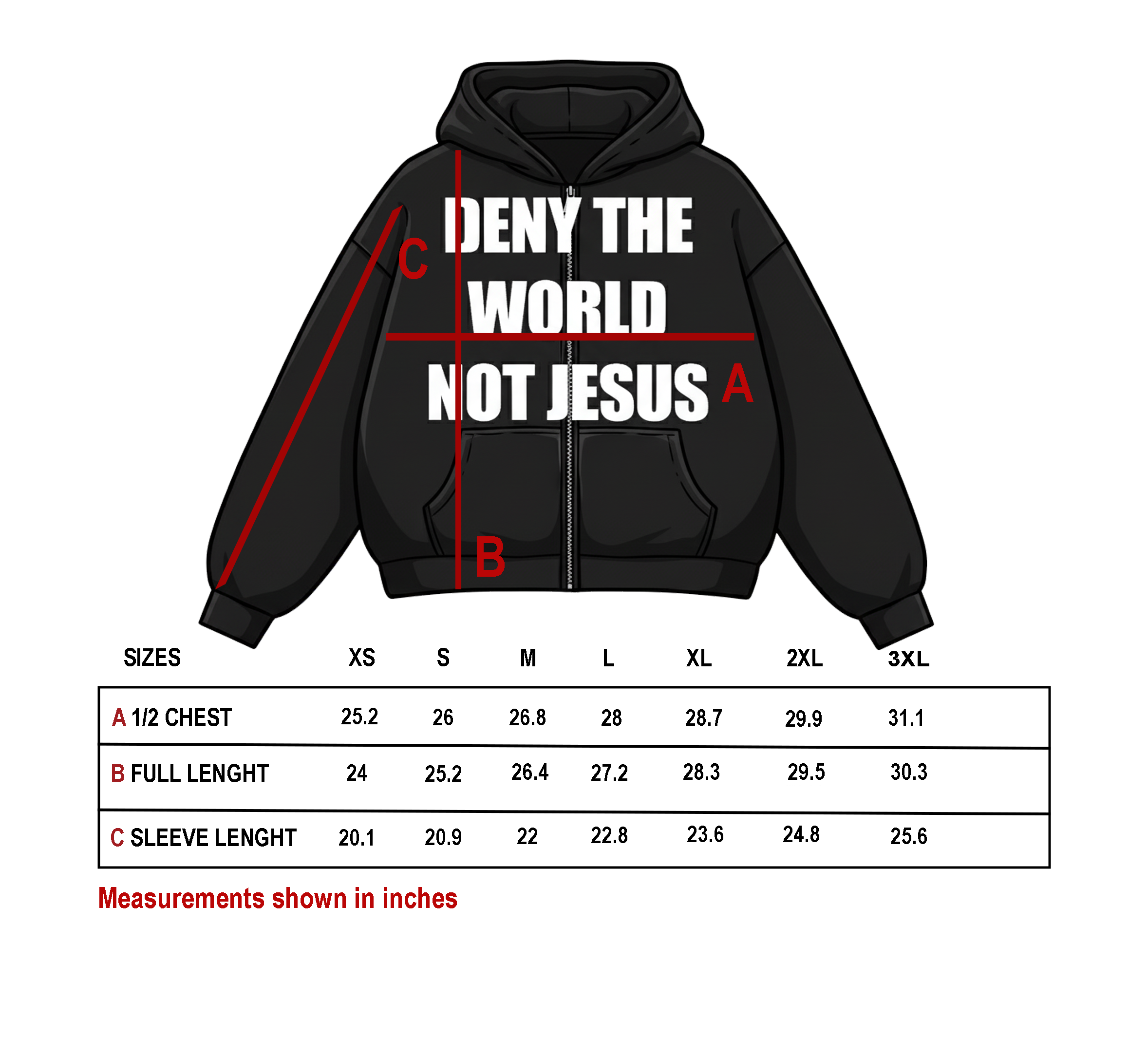 Deny The World Not Jesus Boxy Double-Zip Hoodie