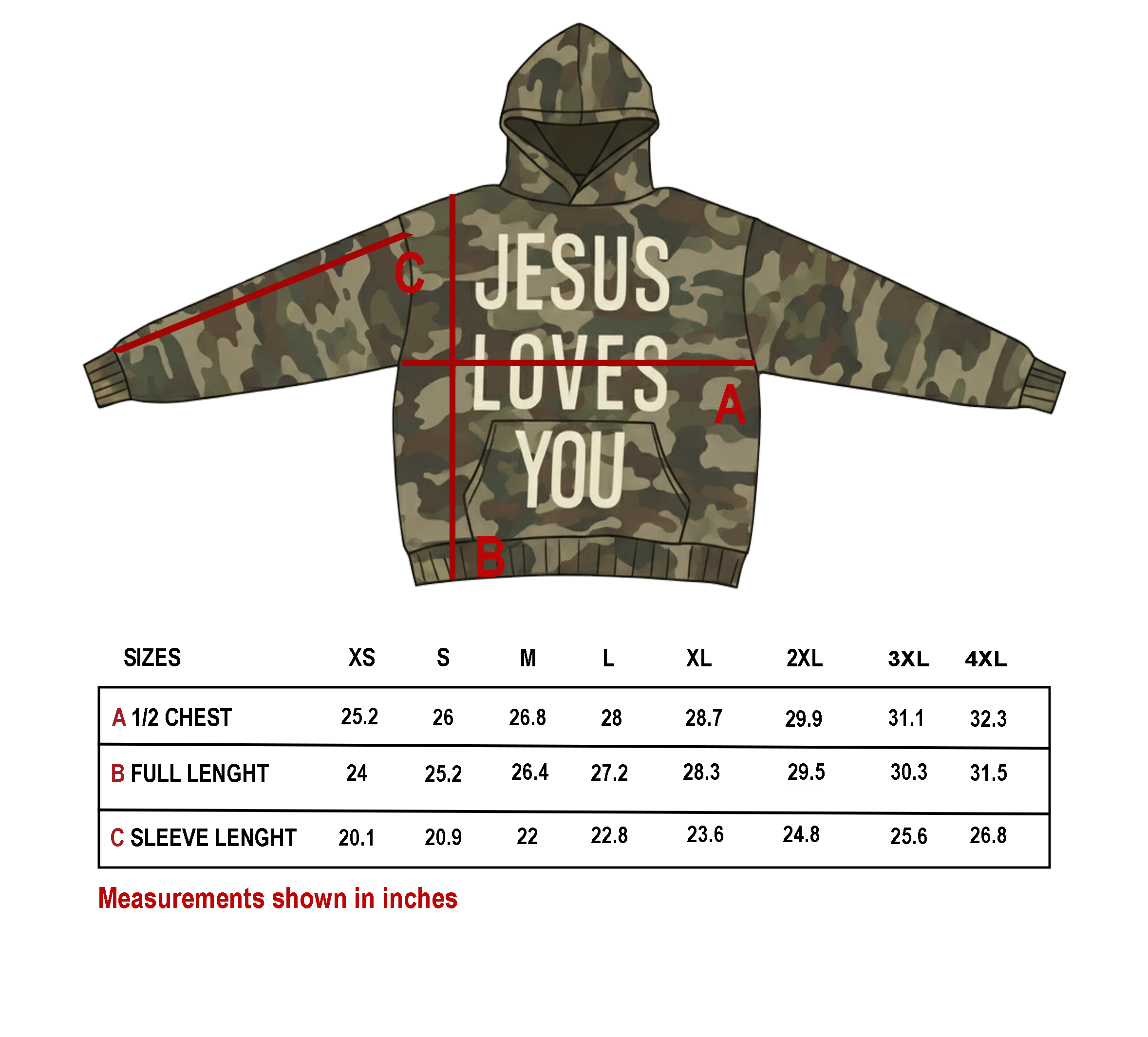 Jesus Loves You French Terry Camo Hoodie
