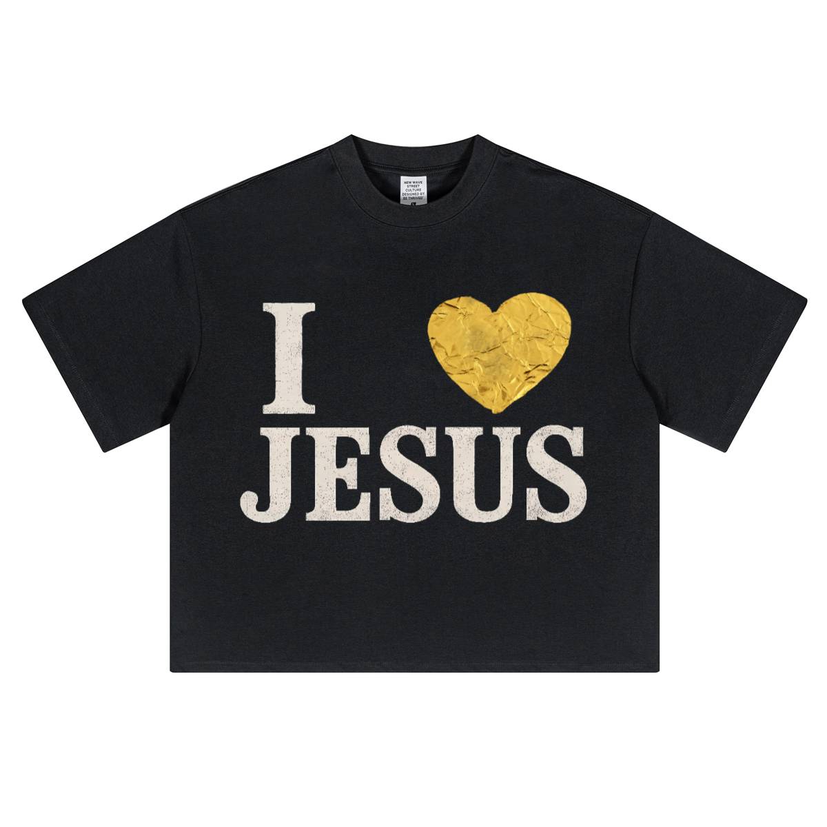 I Love Jesus Cropped Heavy Tee - Gold Edition